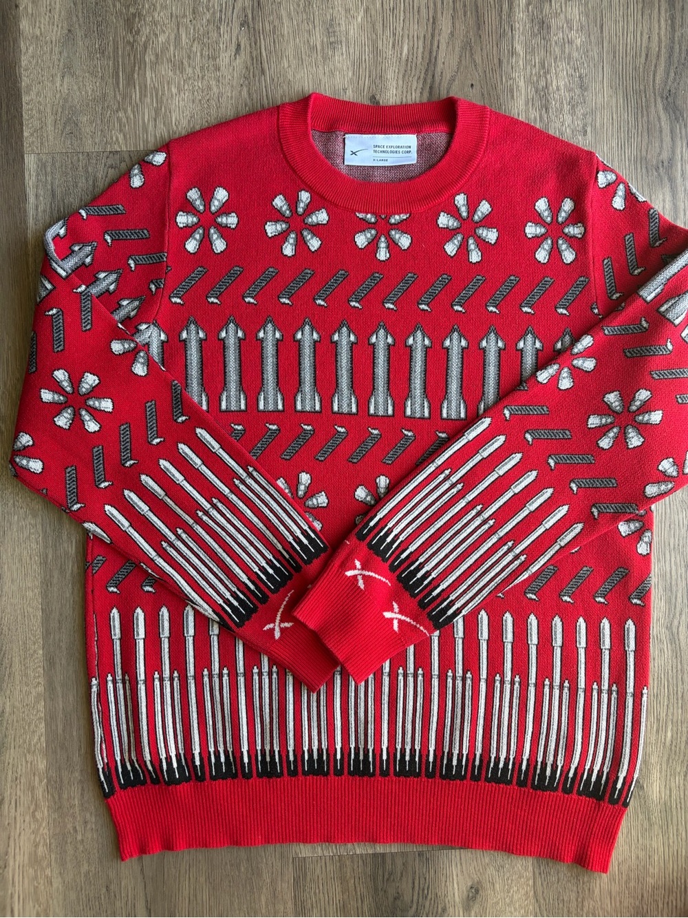 SpaceX Red Rocket Holiday Crewneck Sweater